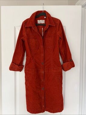 Esprit Burnt Orange Corduroy Long Jacket